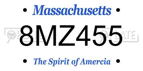 8MZ455 Massachusetts License Plate