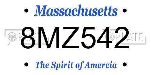 8MZ542 Massachusetts License Plate