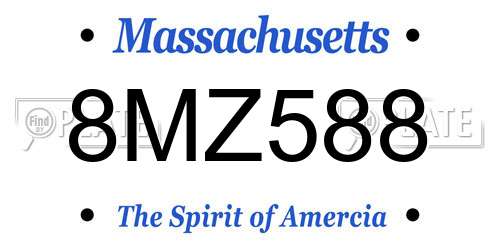 8MZ588 Massachusetts License Plate