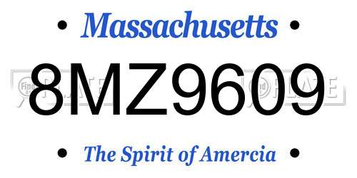 8MZ9609 Massachusetts License Plate