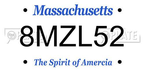 8MZL52 Massachusetts License Plate