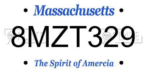 8MZT329 Massachusetts License Plate
