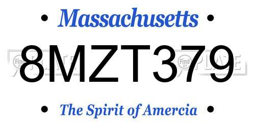 8MZT379 Massachusetts License Plate