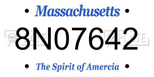 8N07642 Massachusetts License Plate