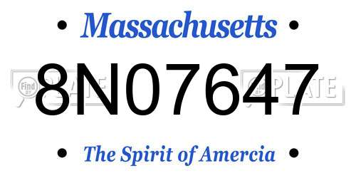 8N07647 Massachusetts License Plate