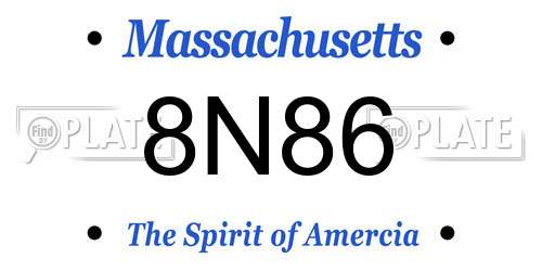 8N86 Massachusetts License Plate