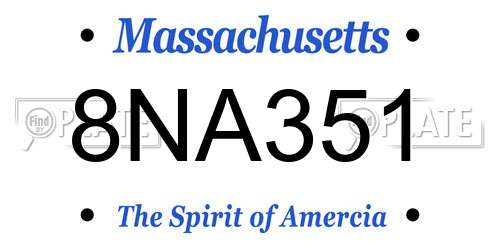 8NA351 Massachusetts License Plate