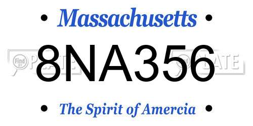 8NA356 Massachusetts License Plate