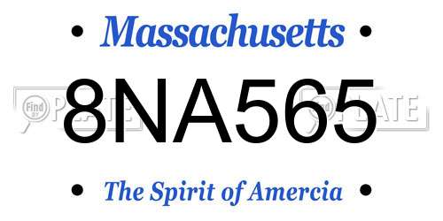 8NA565 Massachusetts License Plate