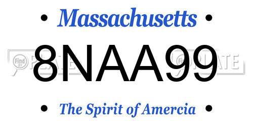 8NAA99 Massachusetts License Plate