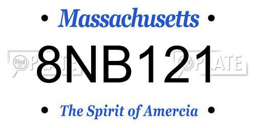 8NB121 Massachusetts License Plate
