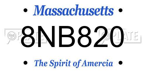 8NB820 Massachusetts License Plate