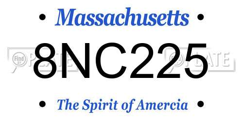 8NC225 Massachusetts License Plate