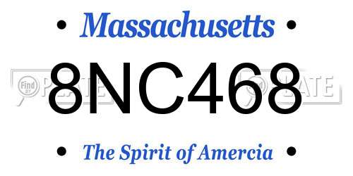 8NC468 Massachusetts License Plate