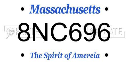 8NC696 Massachusetts License Plate