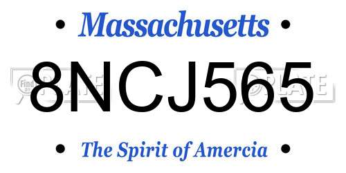 8NCJ565 Massachusetts License Plate