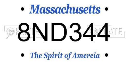 8ND344 Massachusetts License Plate