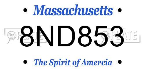 8ND853 Massachusetts License Plate