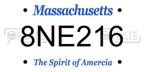 8NE216 Massachusetts License Plate