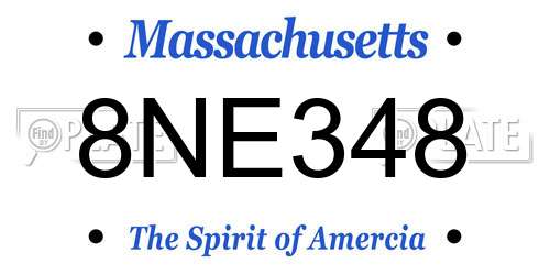 8NE348 Massachusetts License Plate