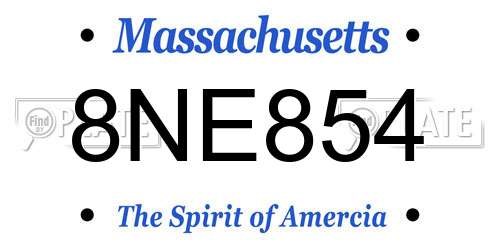 8NE854 Massachusetts License Plate