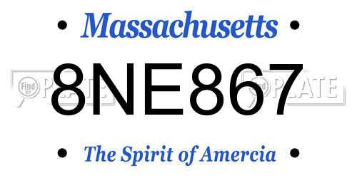8NE867 Massachusetts License Plate