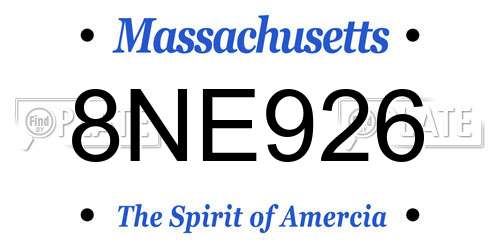 8NE926 Massachusetts License Plate