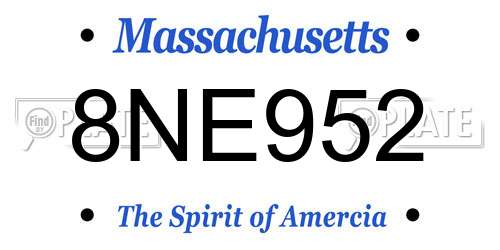 8NE952 Massachusetts License Plate