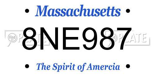 8NE987 Massachusetts License Plate