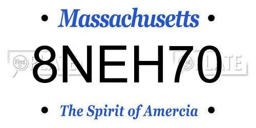 8NEH70 Massachusetts License Plate
