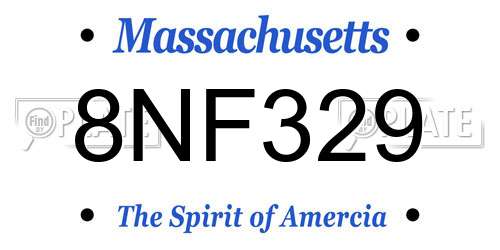 8NF329 Massachusetts License Plate