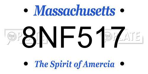 8NF517 Massachusetts License Plate