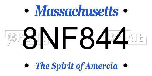 8NF844 Massachusetts License Plate