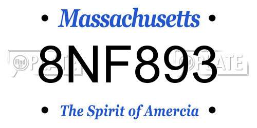 8NF893 Massachusetts License Plate
