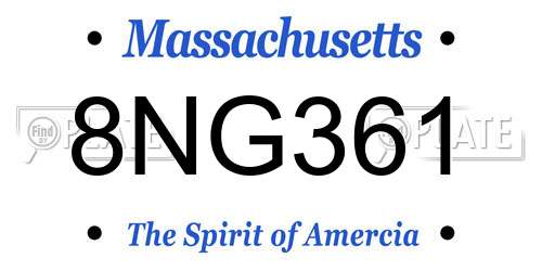 8NG361 Massachusetts License Plate