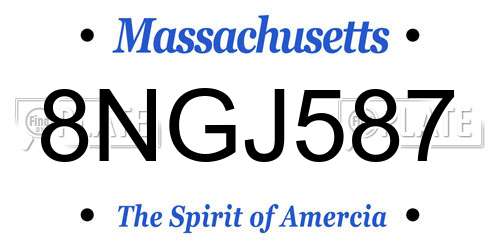 8NGJ587 Massachusetts License Plate