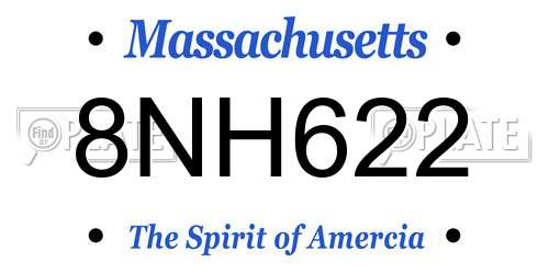 8NH622 Massachusetts License Plate