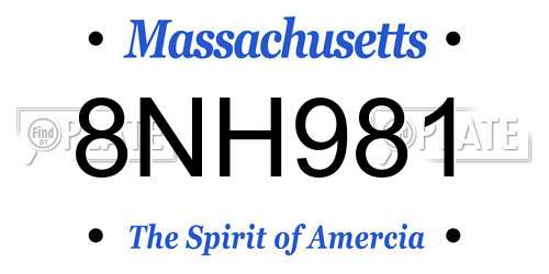 8NH981 Massachusetts License Plate