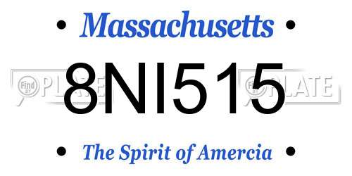 8NI515 Massachusetts License Plate