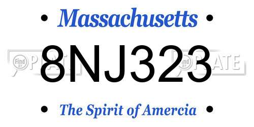 8NJ323 Massachusetts License Plate