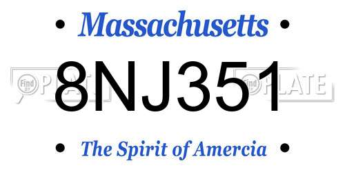 8NJ351 Massachusetts License Plate