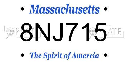 8NJ715 Massachusetts License Plate
