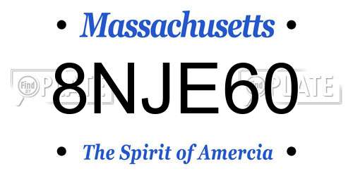 8NJE60 Massachusetts License Plate