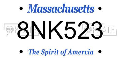 8NK523 Massachusetts License Plate