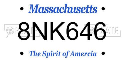 8NK646 Massachusetts License Plate