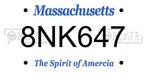 8NK647 Massachusetts License Plate