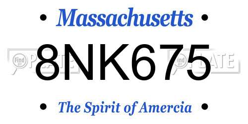 8NK675 Massachusetts License Plate