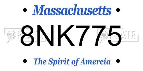 8NK775 Massachusetts License Plate
