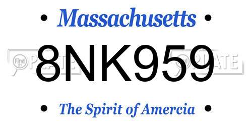 8NK959 Massachusetts License Plate