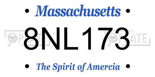 8NL173 Massachusetts License Plate
